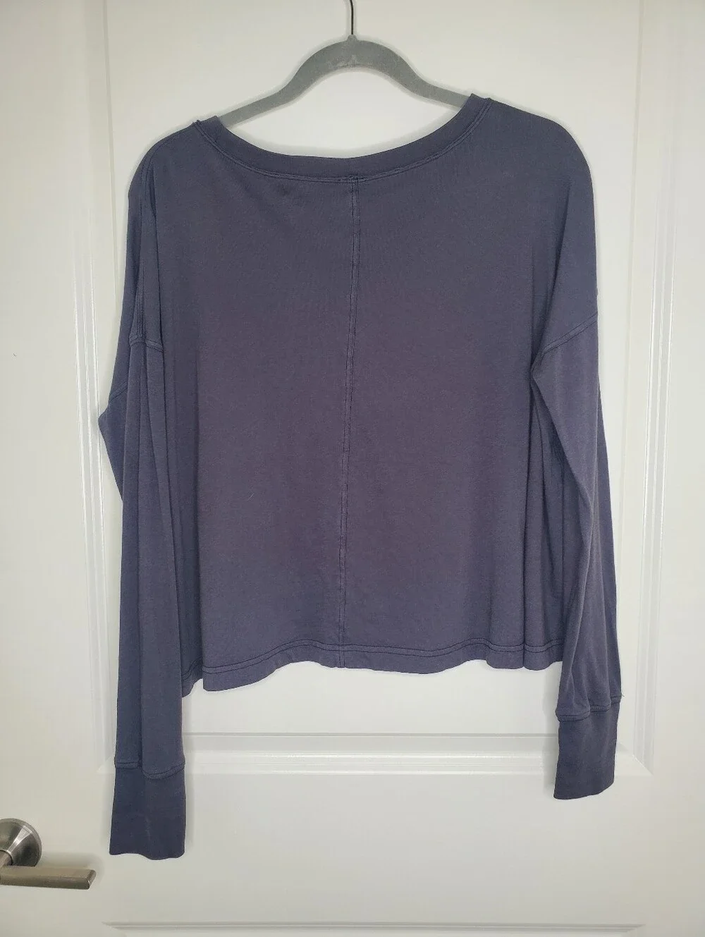 Free People Movement Victory Lap Gray Cotton Long Sleeve Top